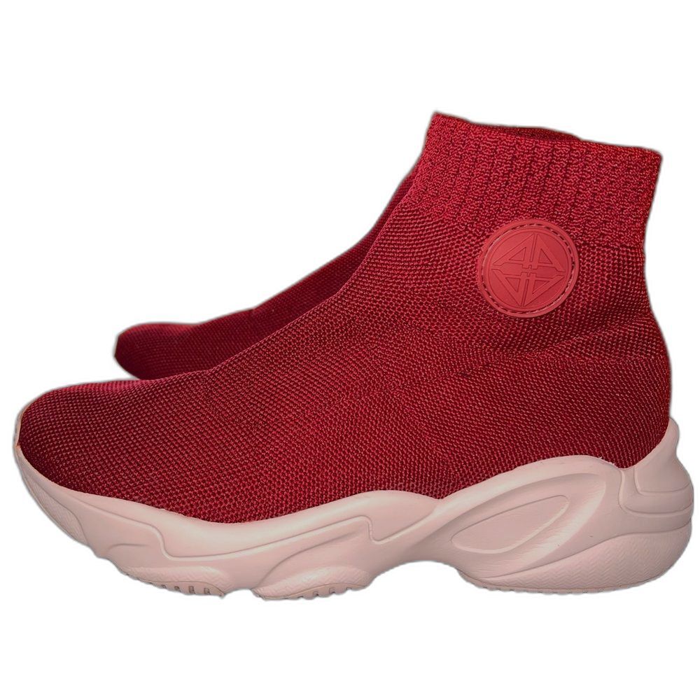 Antonio Melani Abbi Wine Red Knit Sock Sneakers Women 6.5 SlipOn High Top Chunky